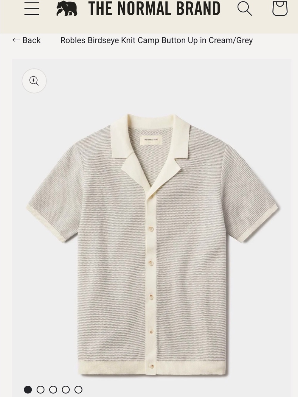 The Normal Brand Cream and Grey Short-Sleeve Birdseye Knit Camp Shirt